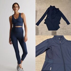 Quince heathered navy  Leggings, crop and Jacket Set size L